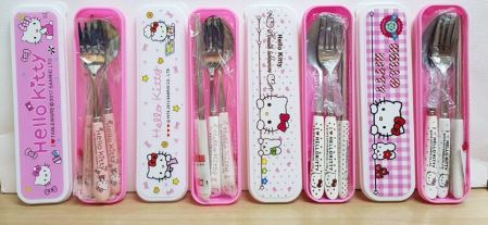 ชุดช้อนส้อม - ตะเกียบ สแตนเลส ลายการ์ตูน พร้อมกล่อง